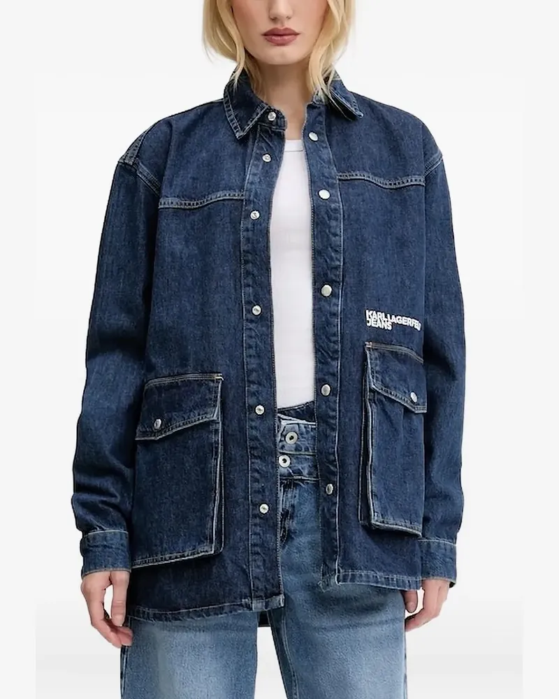 Karl Lagerfeld Jeanshemd mit Taschendetail - Blau Blau