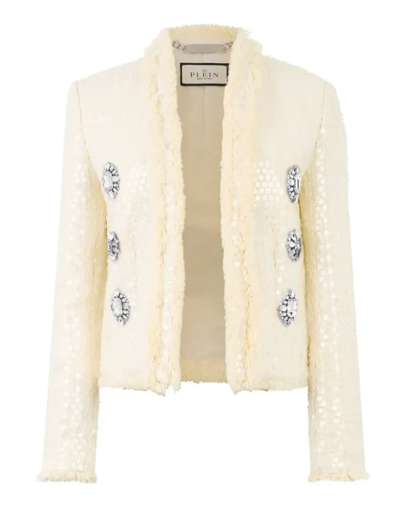 Philipp Plein sequin embellished tweed bolero - Nude Nude