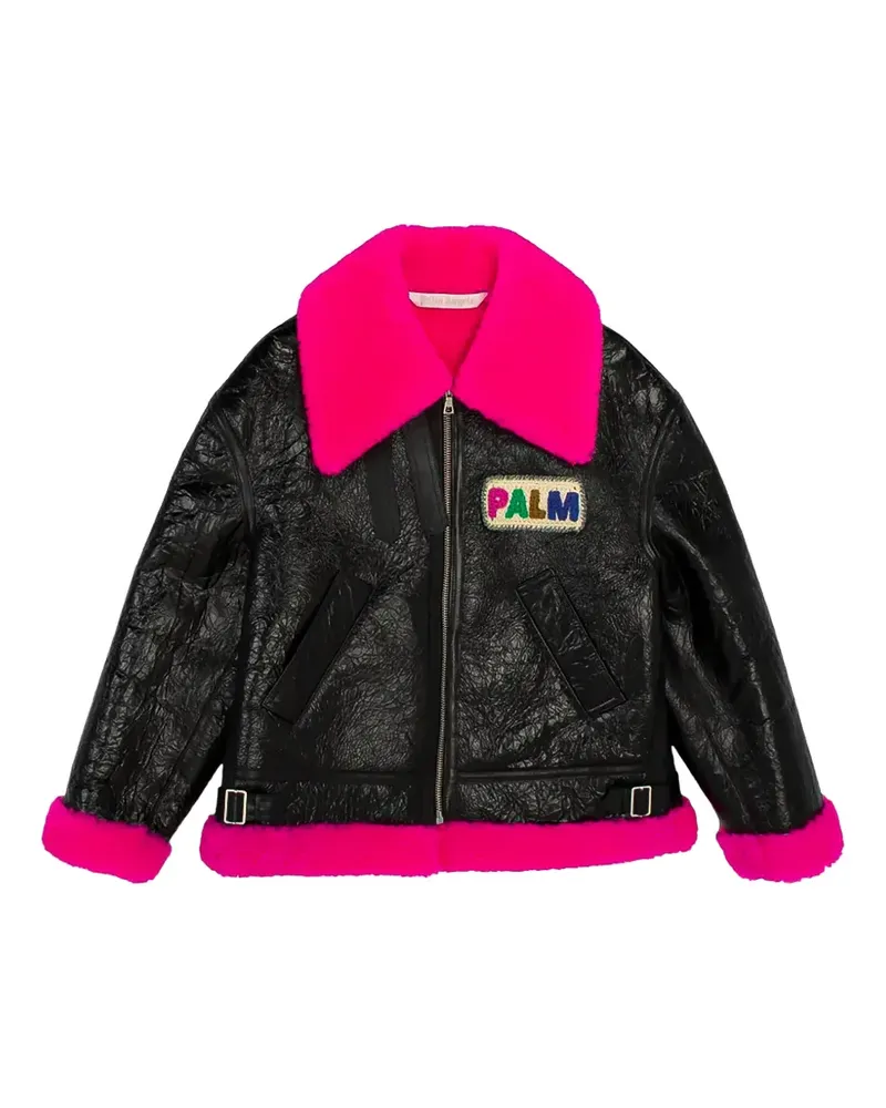 Palm Angels Jacke mit Shearling-Besatz - Schwarz Schwarz