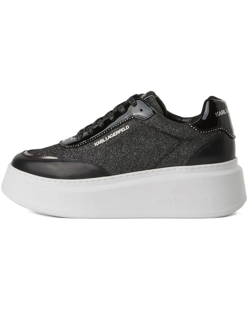 Karl Lagerfeld Plateau-Sneakers mit Glitter-Einsatz - Schwarz Schwarz