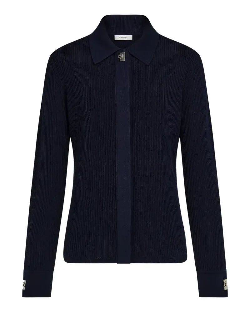 Ferragamo Gerippter Gancini-Pullover - Blau Blau