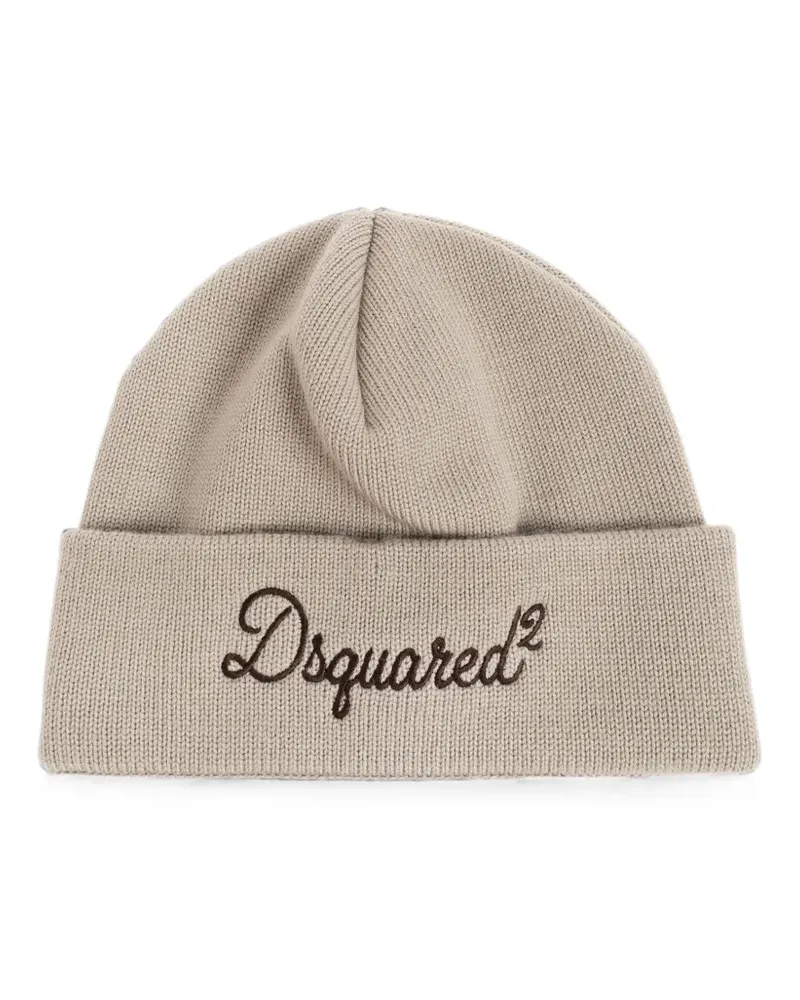 Dsquared2 logo-embroidered beanie hat - Nude Nude