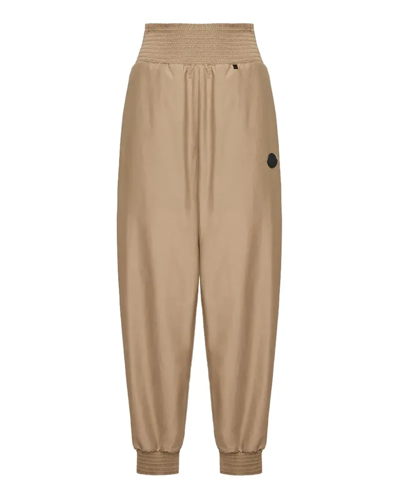 Moncler logo-patch smocked-waist track pants - Nude Nude