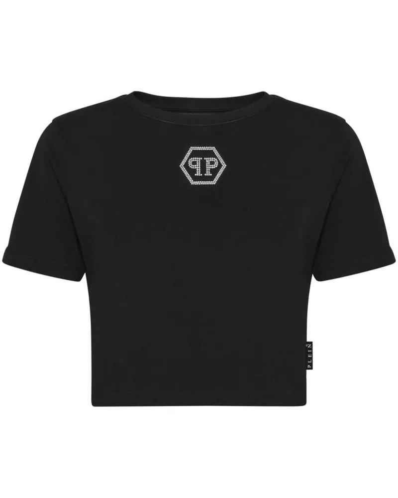 Philipp Plein Hexagon T-Shirt mit Strass - Schwarz Schwarz