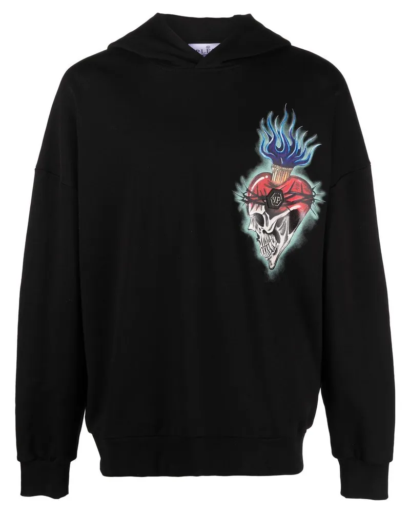 Philipp Plein Hoodie mit Love-Print Schwarz