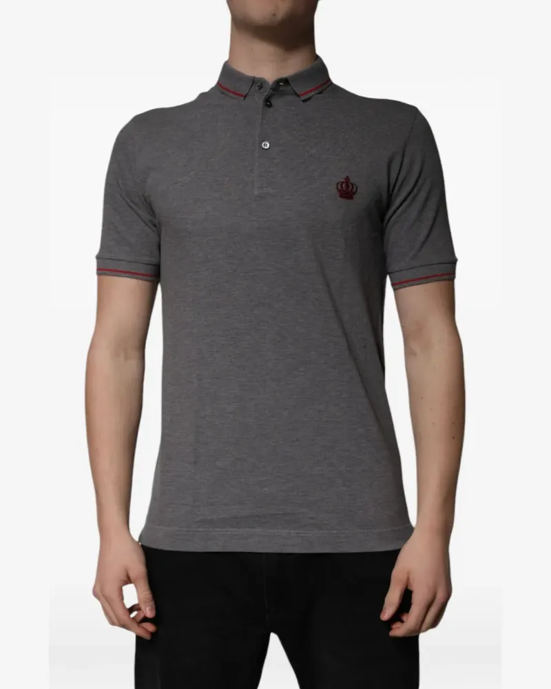 Dolce & Gabbana Poloshirt mit Kronenstickerei - Grau Grau