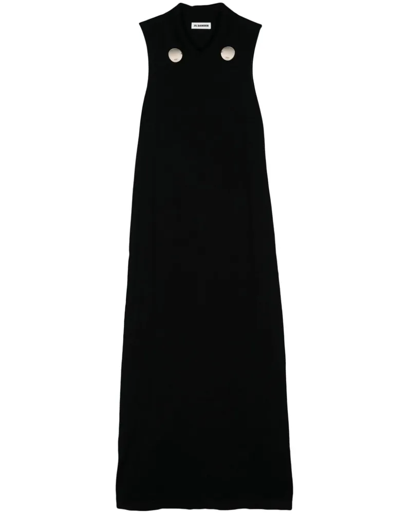 Jil Sander Woll-Maxikleid mit Spreizkragen - Schwarz Schwarz