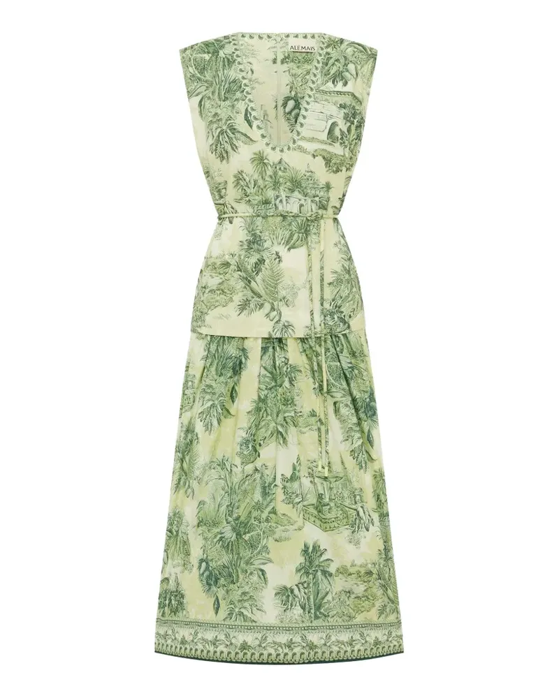 ALEMAIS Sara print tiered midi dress - Nude Nude