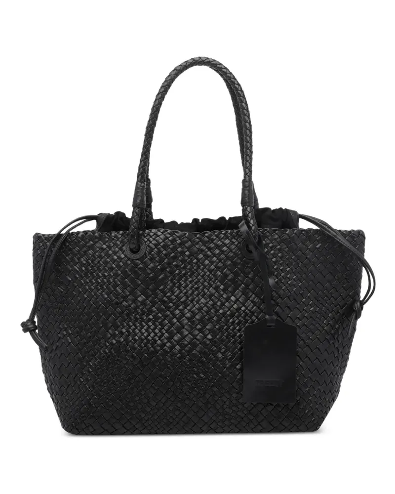 IBELIV Bazika gewebte Tote Bag aus Leder - Schwarz Schwarz