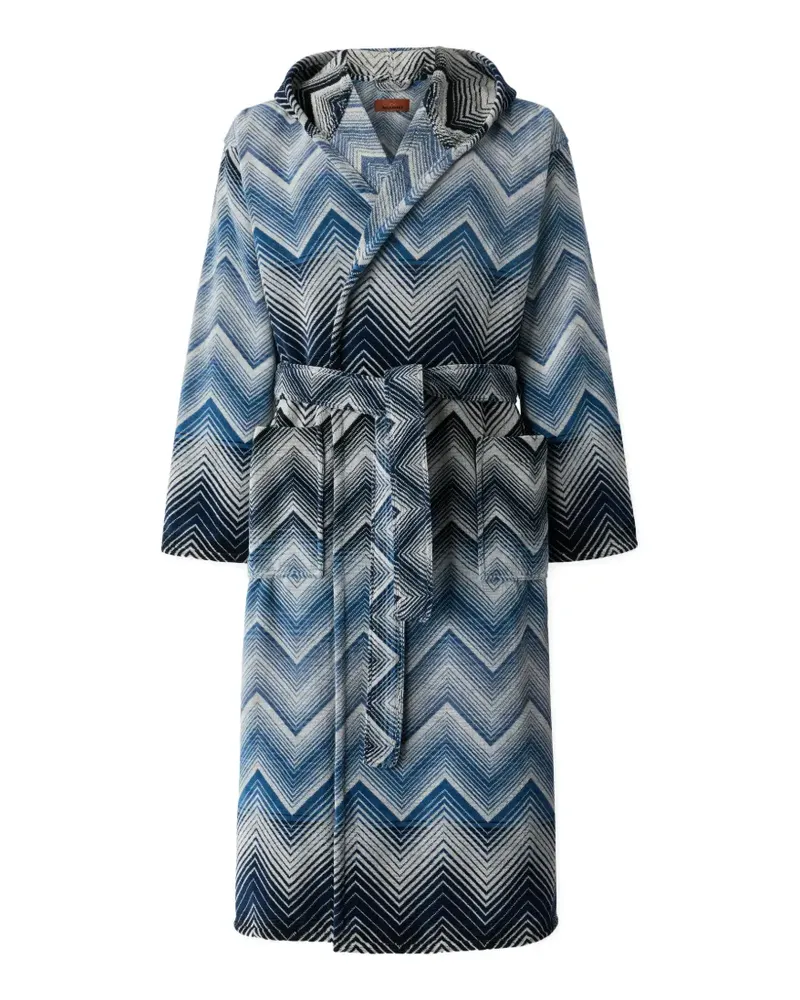 Missoni Home zigzag-print hooded bathrobe - Blau Blau