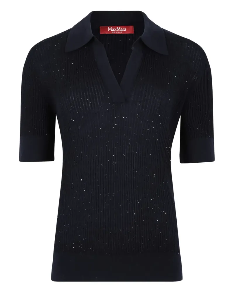 Max Mara Geripptes Glitter-Oberteil - Schwarz Schwarz