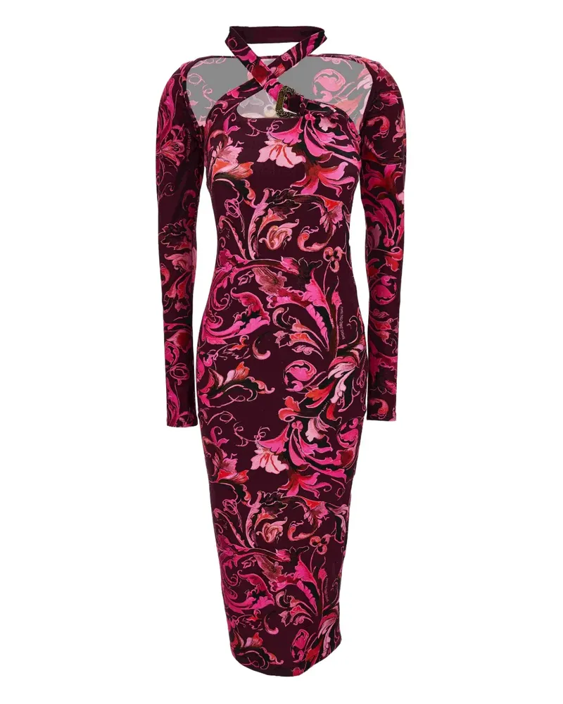Versace Jeans Midikleid mit Blumen-Print - Rosa Rosa