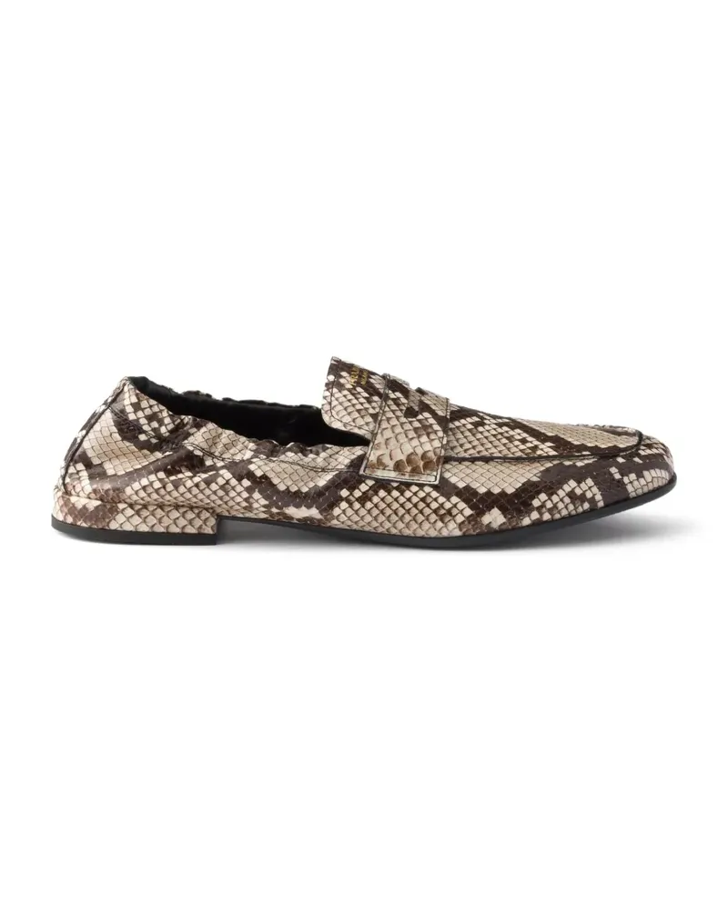 Prada Shuffle printed Ayers leather loafers - Braun Braun