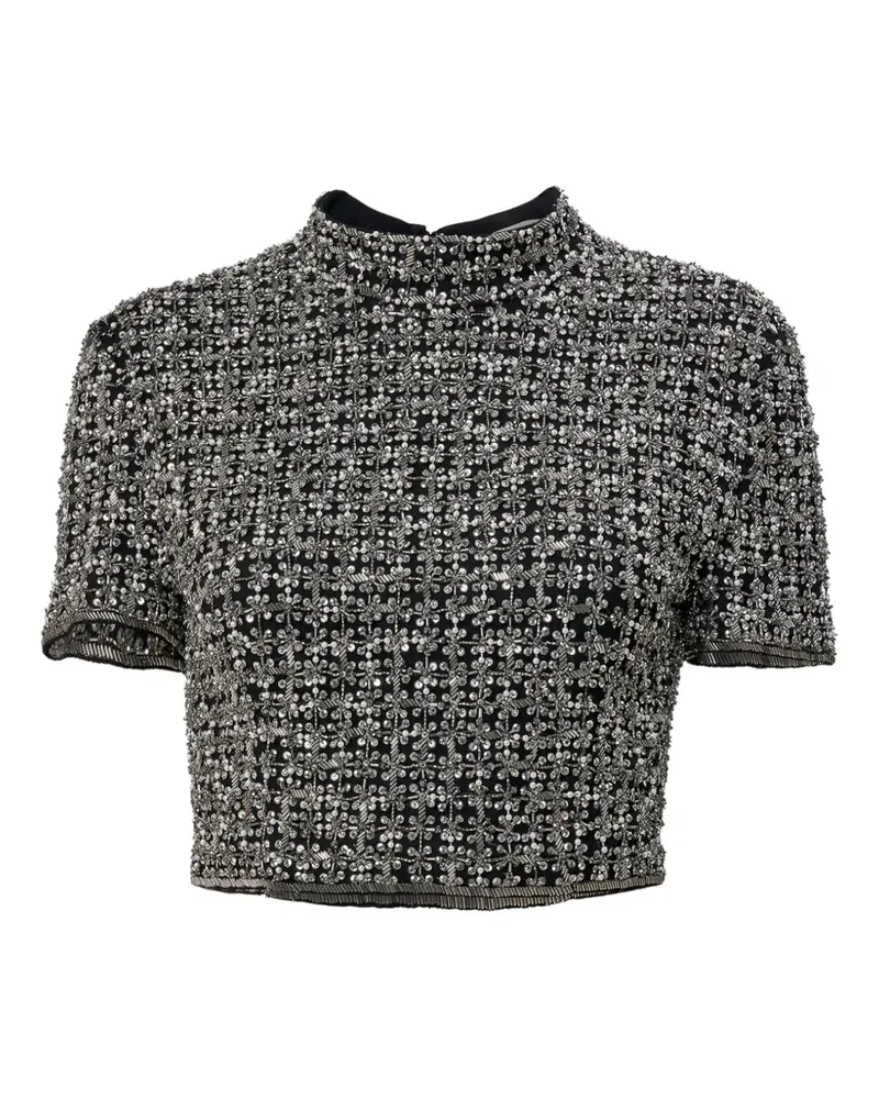 Carolina Herrera New York Cropped-Bluse mit Metallic-Stickerei - Schwarz Schwarz