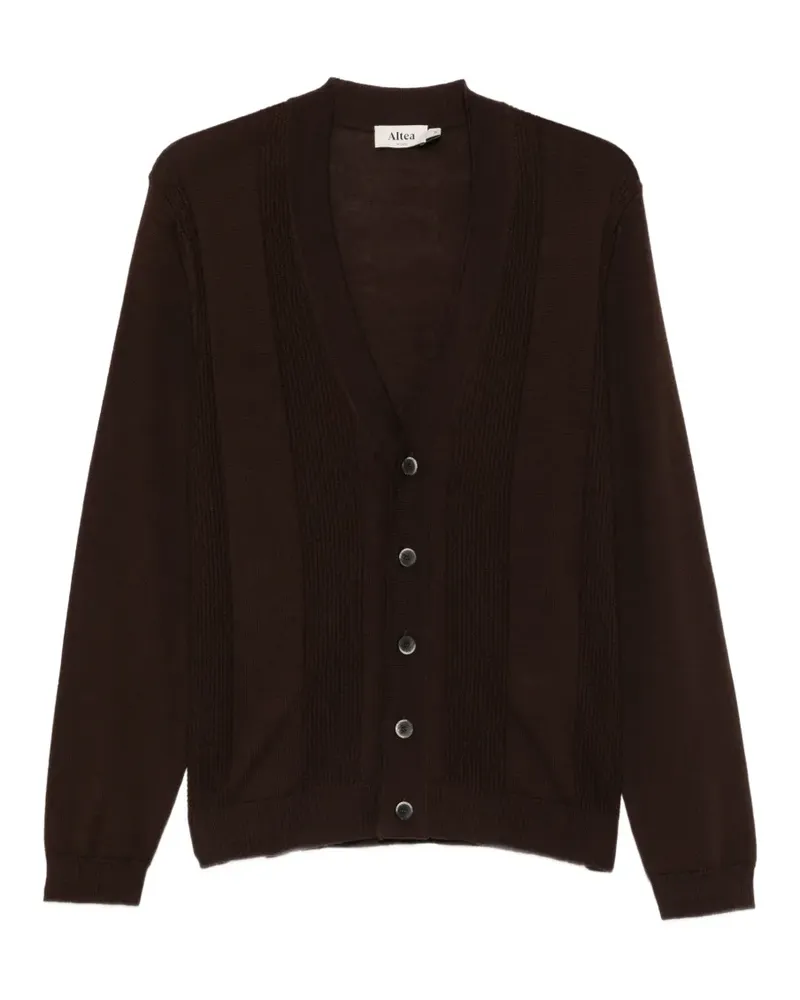Altea Gerippter Cardigan mit V-Ausschnitt - Braun Braun