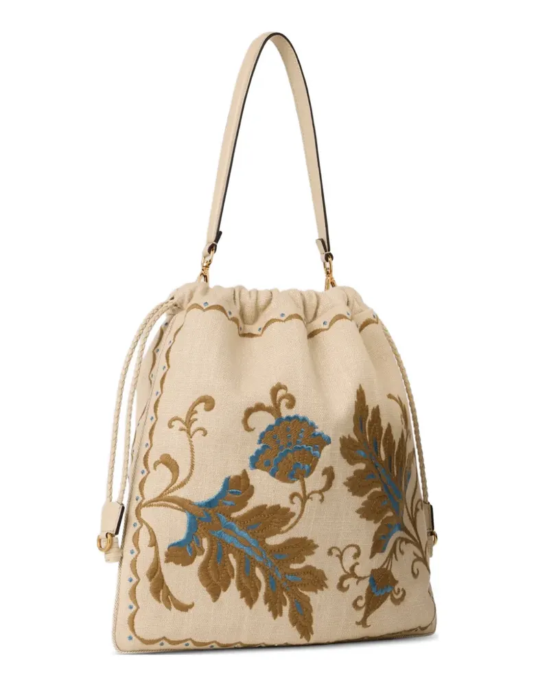 Etro large Kalispera embroidery drawstring shoulder bag - Nude Nude