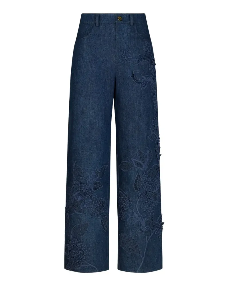 Oscar de la Renta Jeans mit Blumendetail - Blau Blau