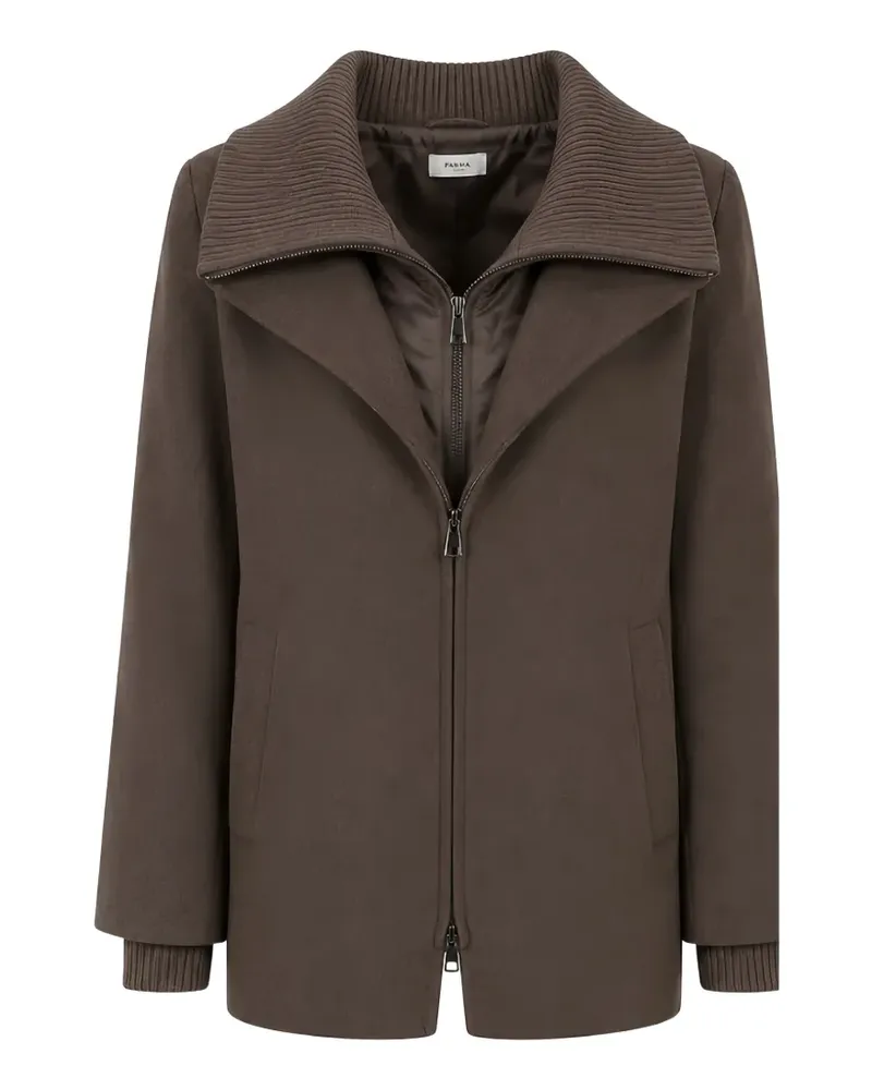 P.A.R.O.S.H. P.A.R.O H. Gerippter Cardigan mit Reißverschluss - Braun Braun