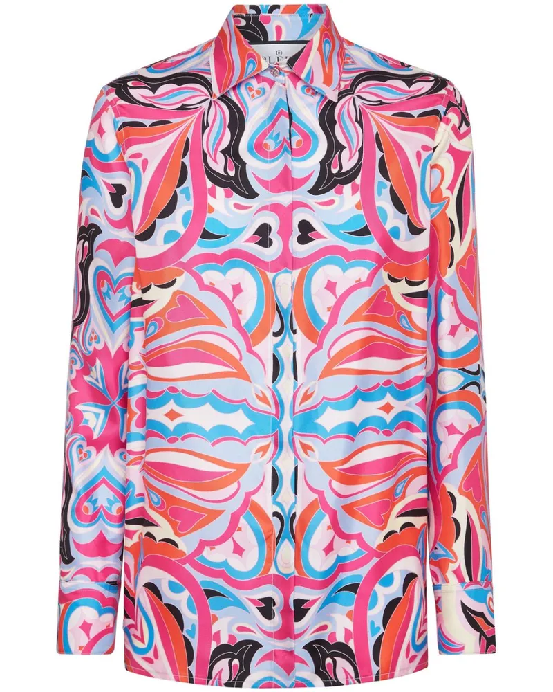 Philipp Plein Seidenhemd mit grafischem Print - Rosa Rosa
