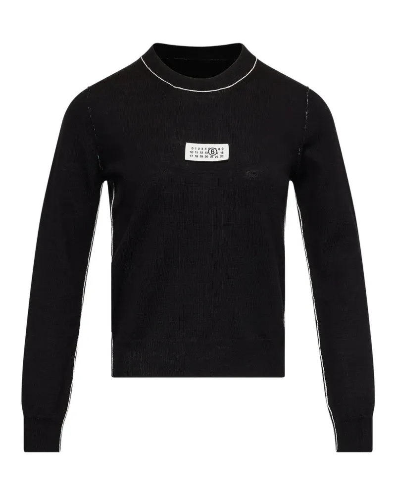 Maison Margiela contrast-trimmed wool blend knit jumper - Schwarz Schwarz