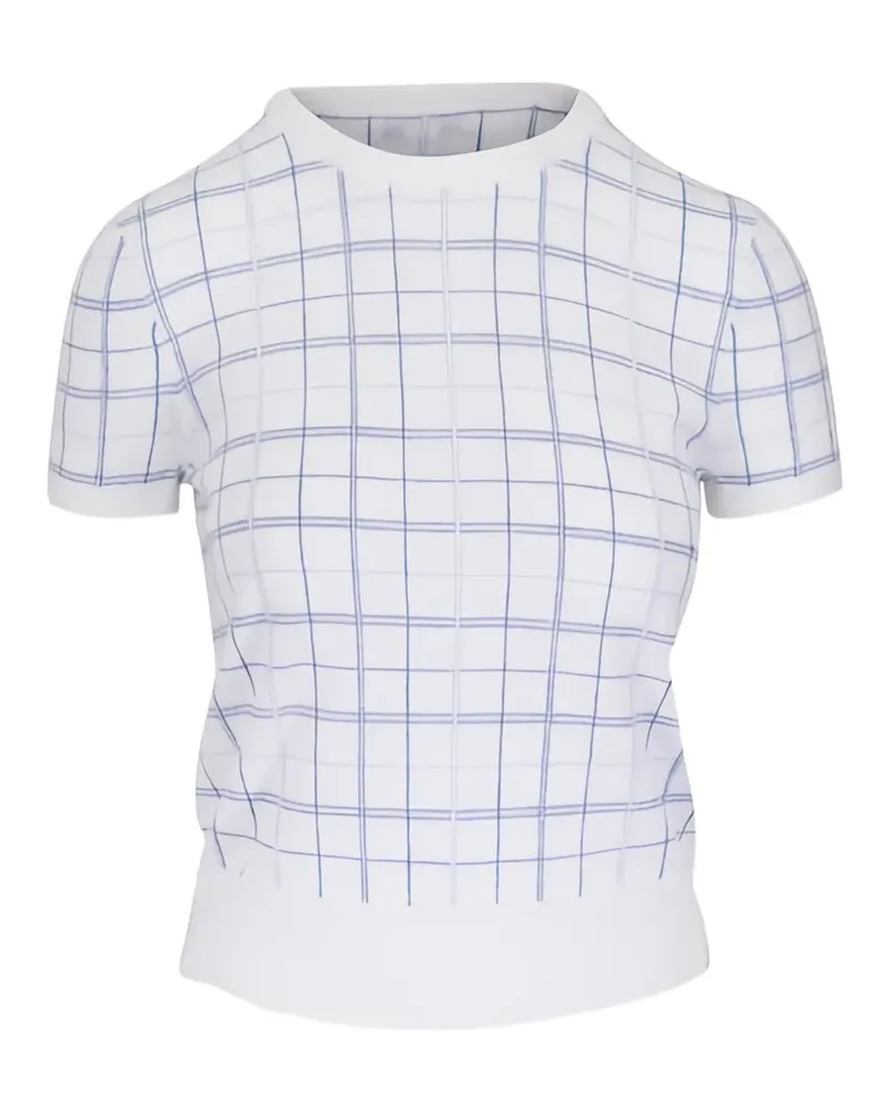 Vince Strickoberteil aus Kaschmir mit Karomuster - Weiß Weiß