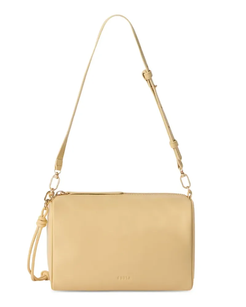 Furla large logo-debossed leather crossbody bag - Nude Nude