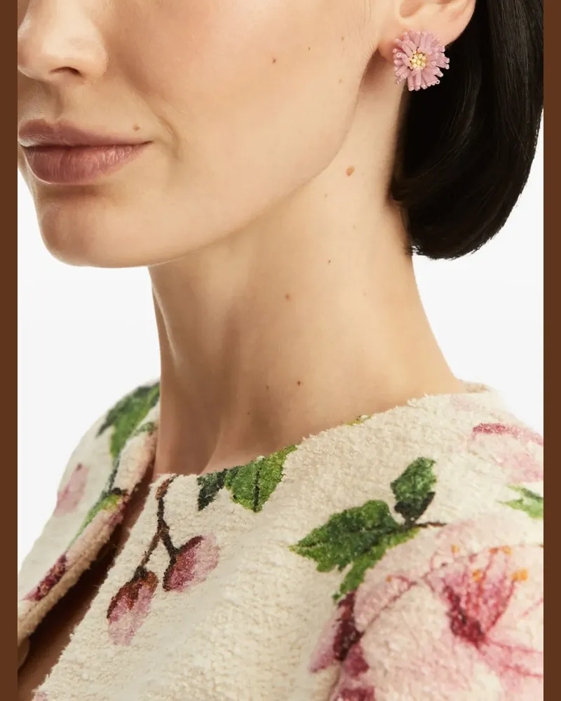 Oscar de la Renta Pompom Flower Ohrringe - Rosa Rosa