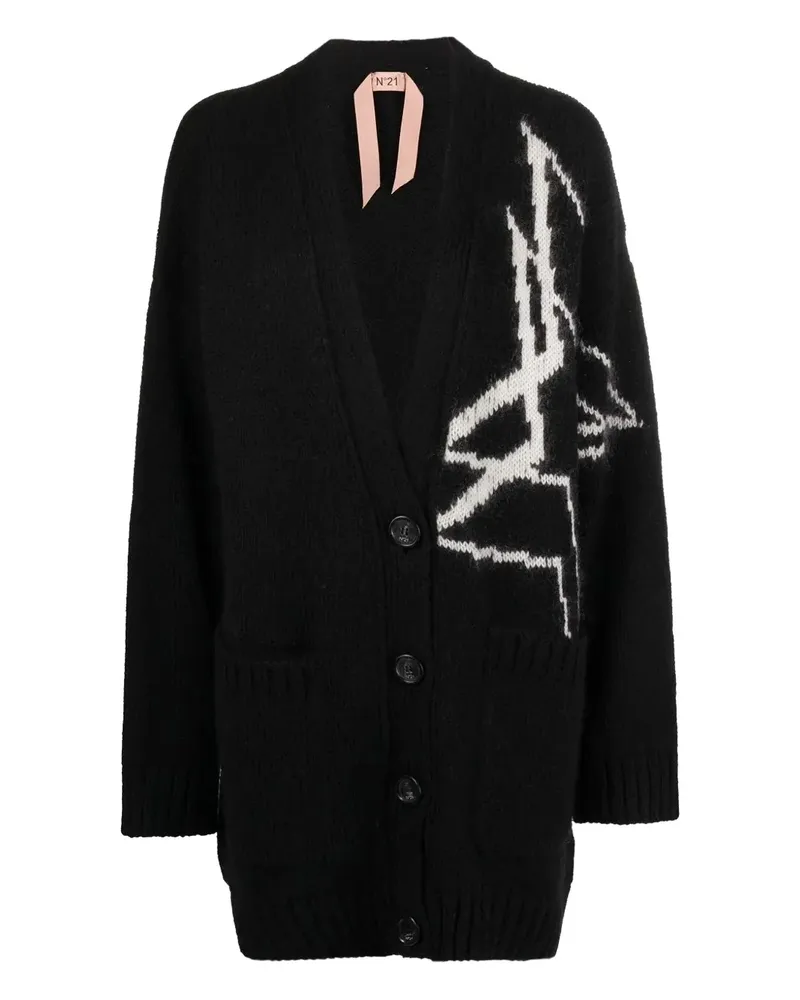 N° 21 Cardigan mit Sternen - Schwarz Schwarz