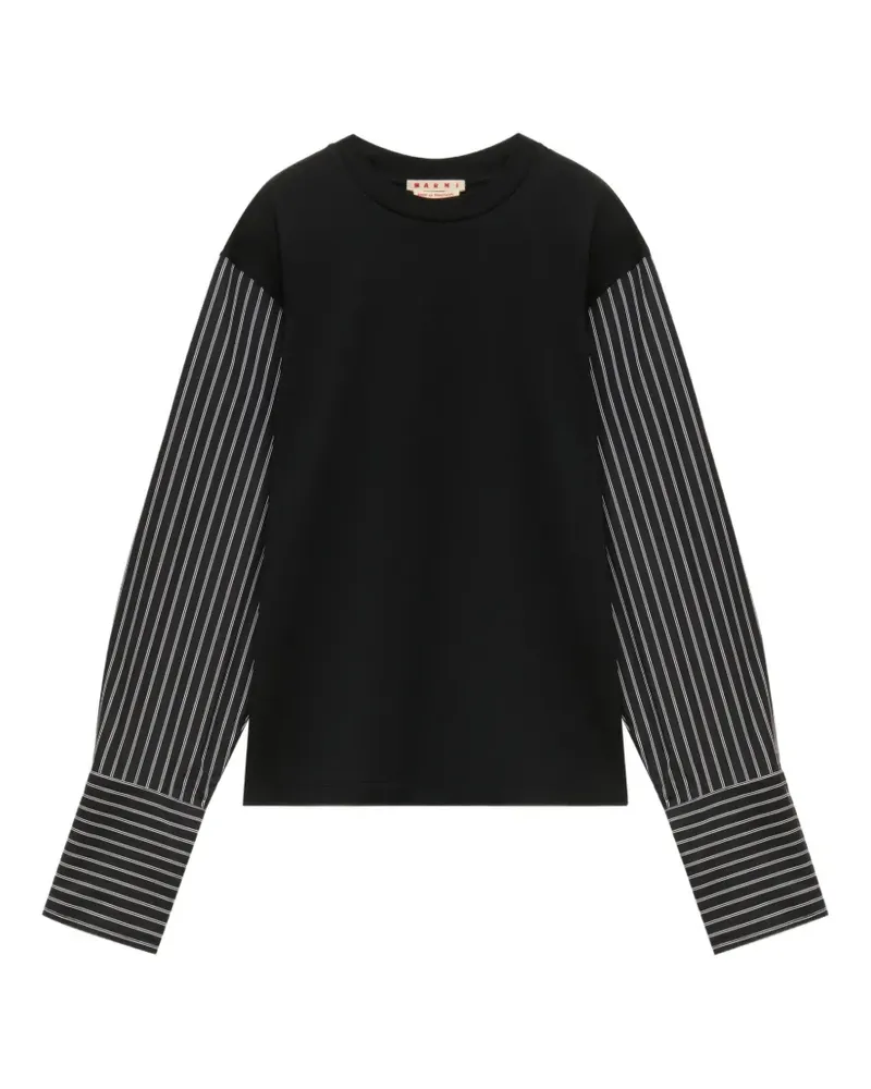 Marni T-Shirt mit gestreiften Ärmeln - Schwarz Schwarz