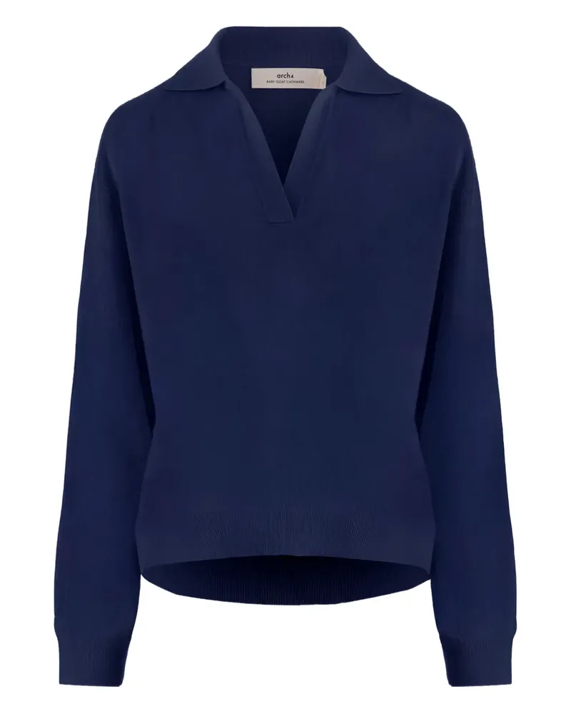 arch4 Poloshirtkragen-Pullover mit V-Ausschnitt - Blau Blau