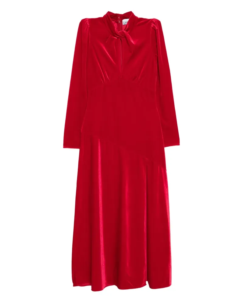 Ganni Gerafftes Samtkleid - Rot Rot