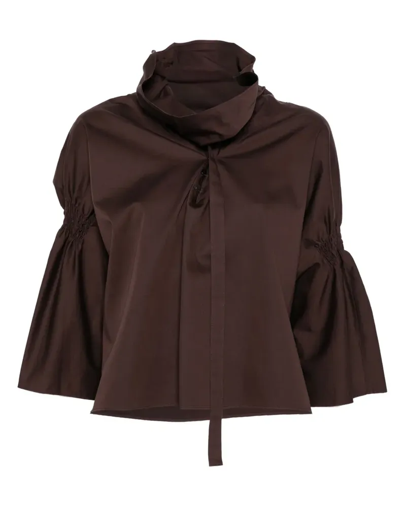 LOW CLASSIC Bluse mit Raffungen - Braun Braun
