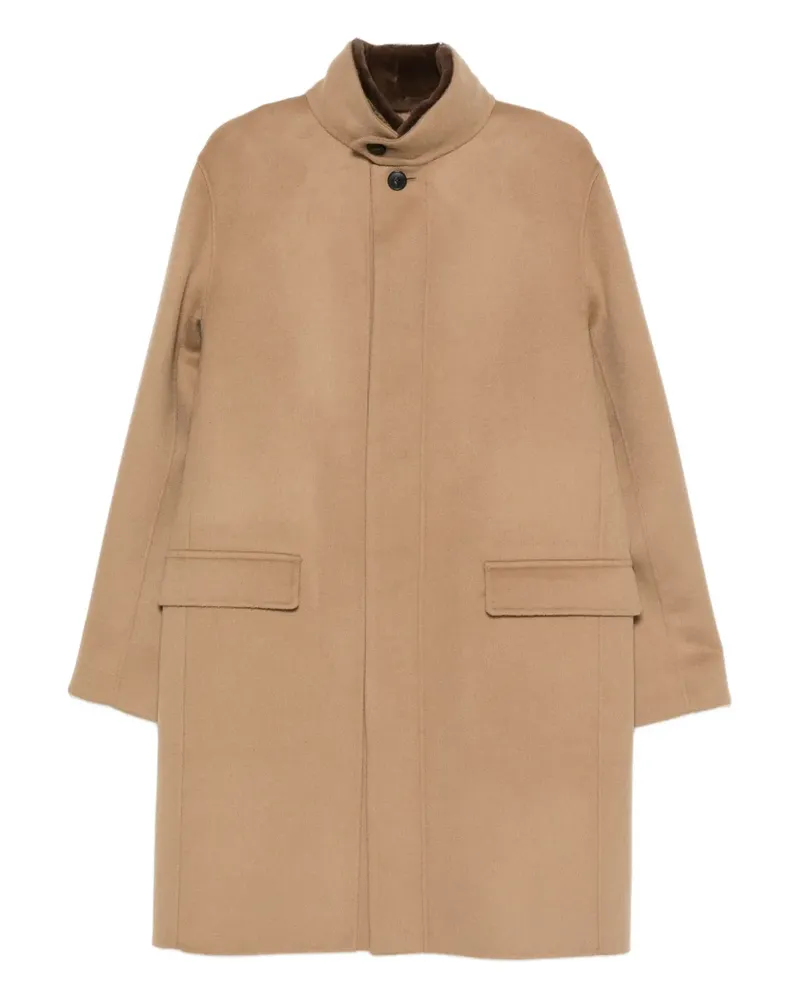 Yves Salomon high-neck flap-pocket coat - Nude Nude