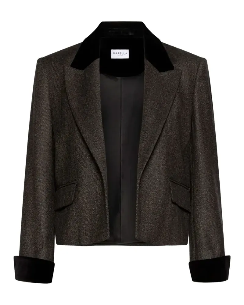 MARELLA Cropped-Jacke mit Fischgrätenmuster - Braun Braun