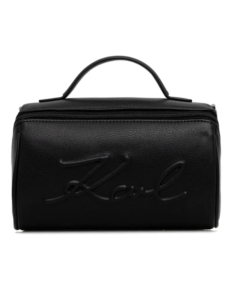 Karl Lagerfeld embossed-logo top handle make up bag - Schwarz Schwarz