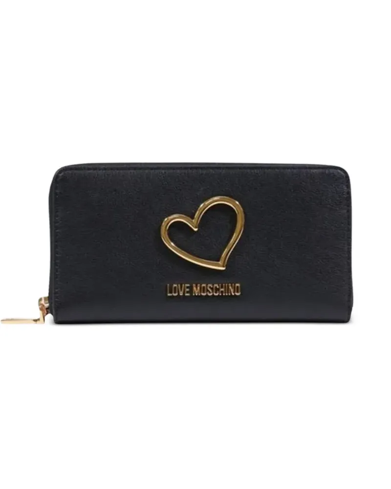Moschino heart-plaque logo-lettering wallet - Schwarz Schwarz