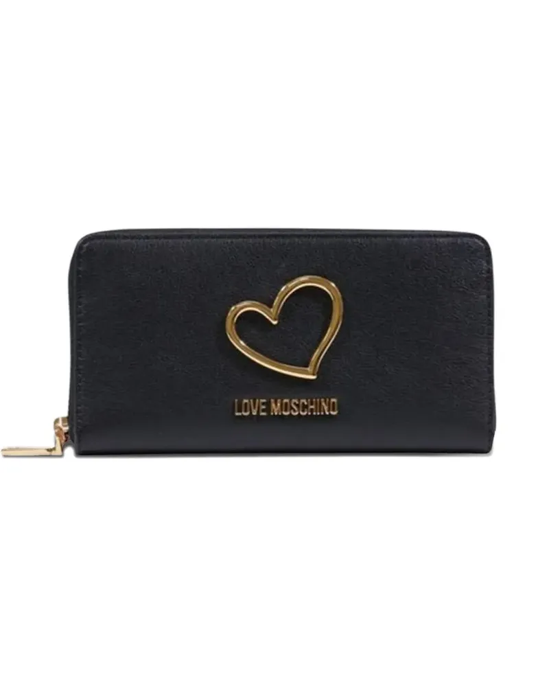 Moschino heart-plaque logo-lettering wallet - Schwarz Schwarz