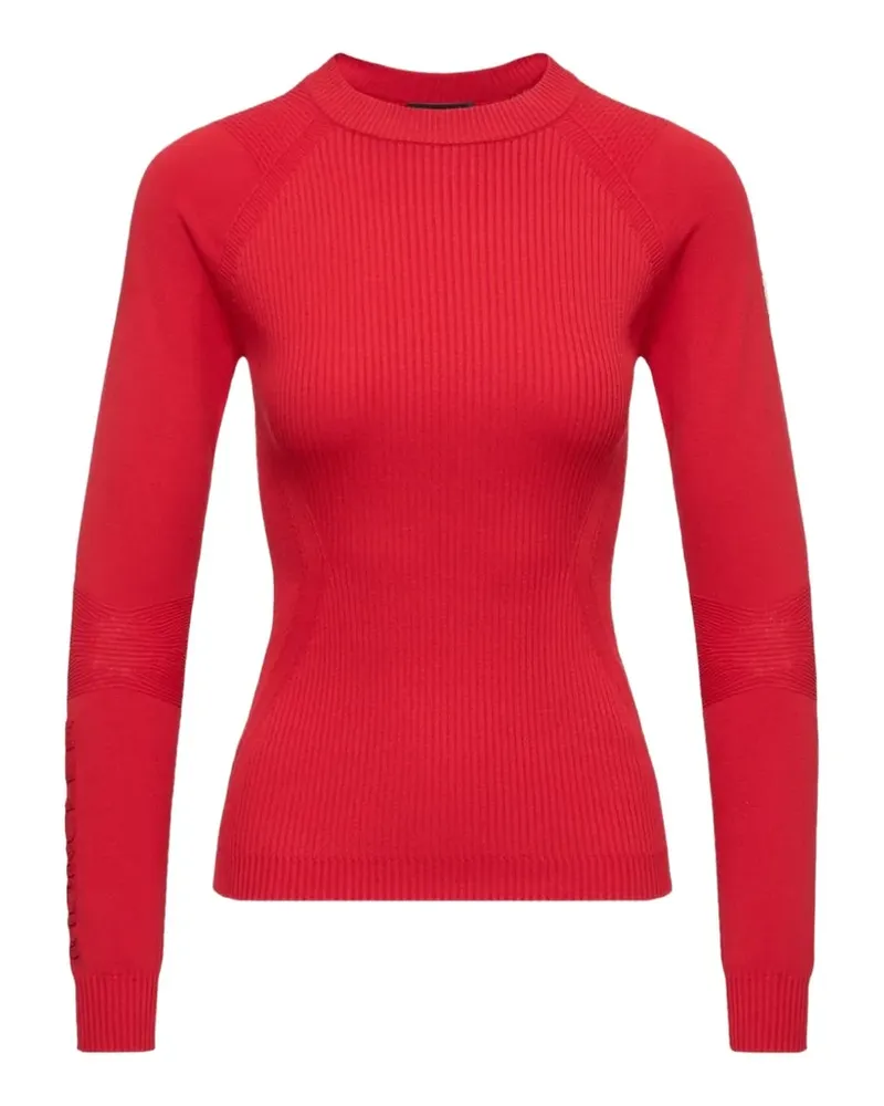 Moncler Geripptes Oberteil mit Logo - Rot Rot