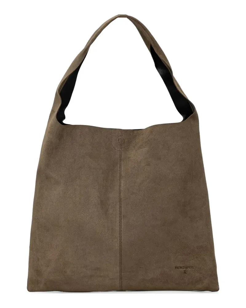 Patrizia Pepe suede logo-embossed tote bag - Braun Braun