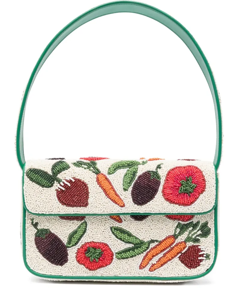 STAUD Tommy Schultertasche mit Perlen - Nude Nude