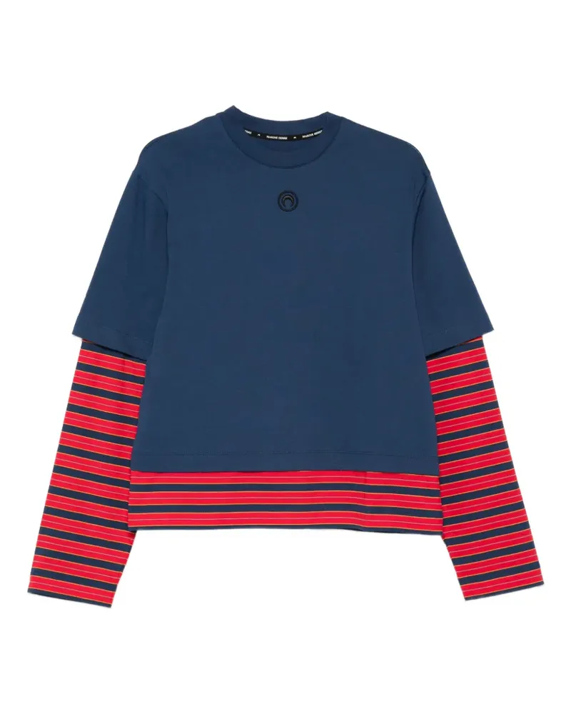 Marine Serre logo striped T-shirt - Blau Blau