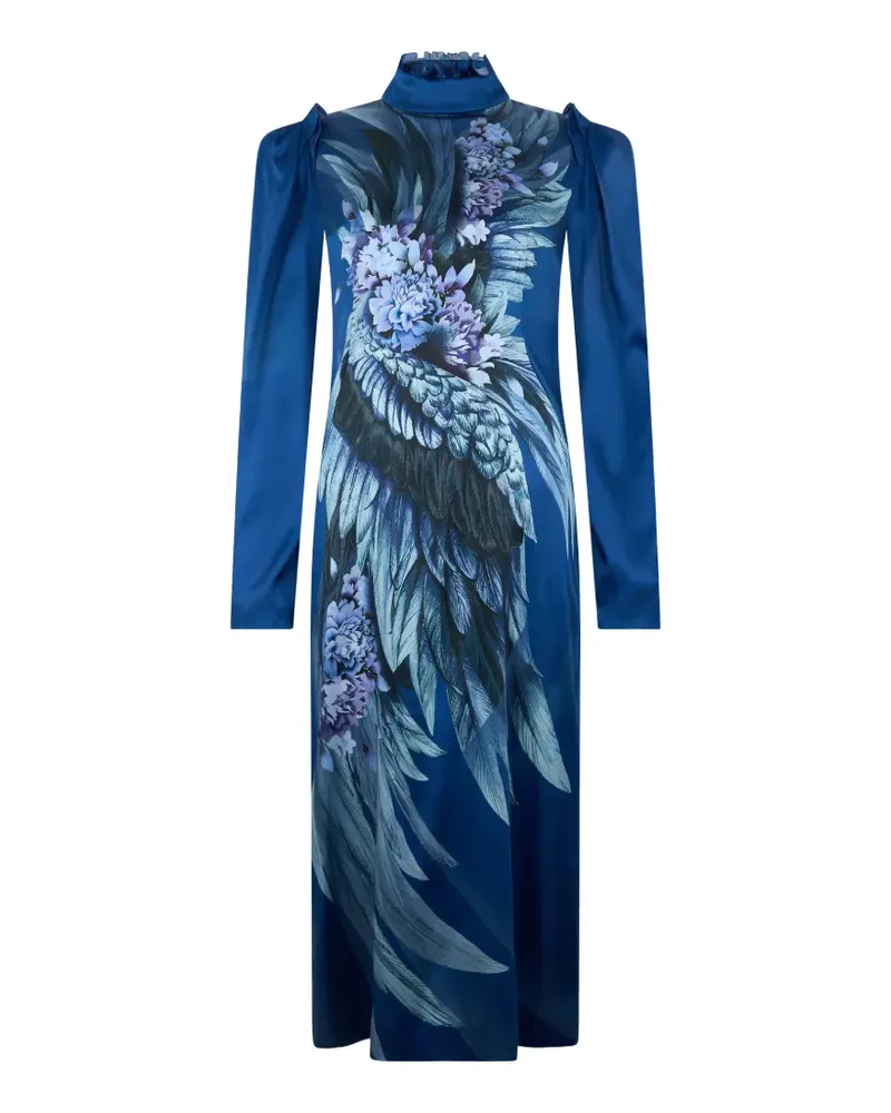 Alberta Ferretti Maxikleid mit Stehkragen - Blau Blau