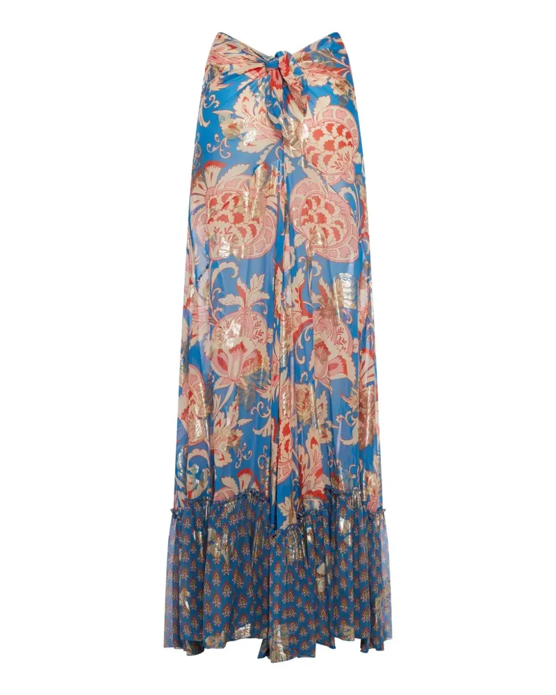 Etro ruffled floral-print maxi skirt - Blau Blau