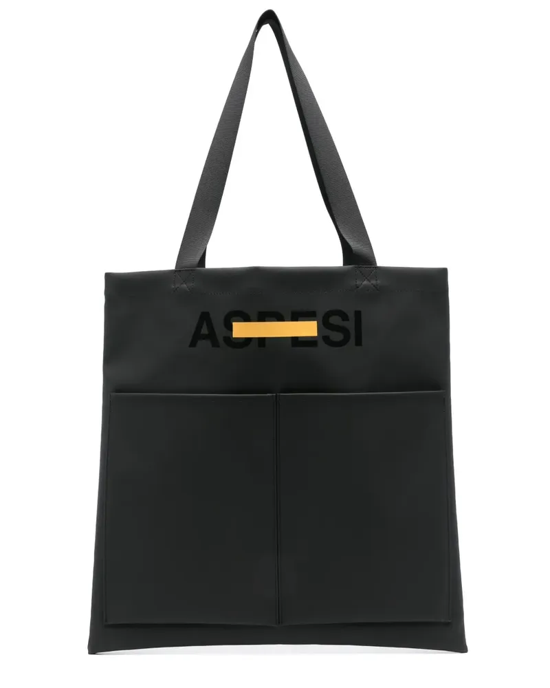 ASPESI Handtasche mit Logo-Print - Schwarz Schwarz