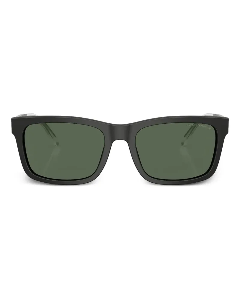 Emporio Armani Sonnenbrille mit eckigem Gestell - Schwarz Schwarz