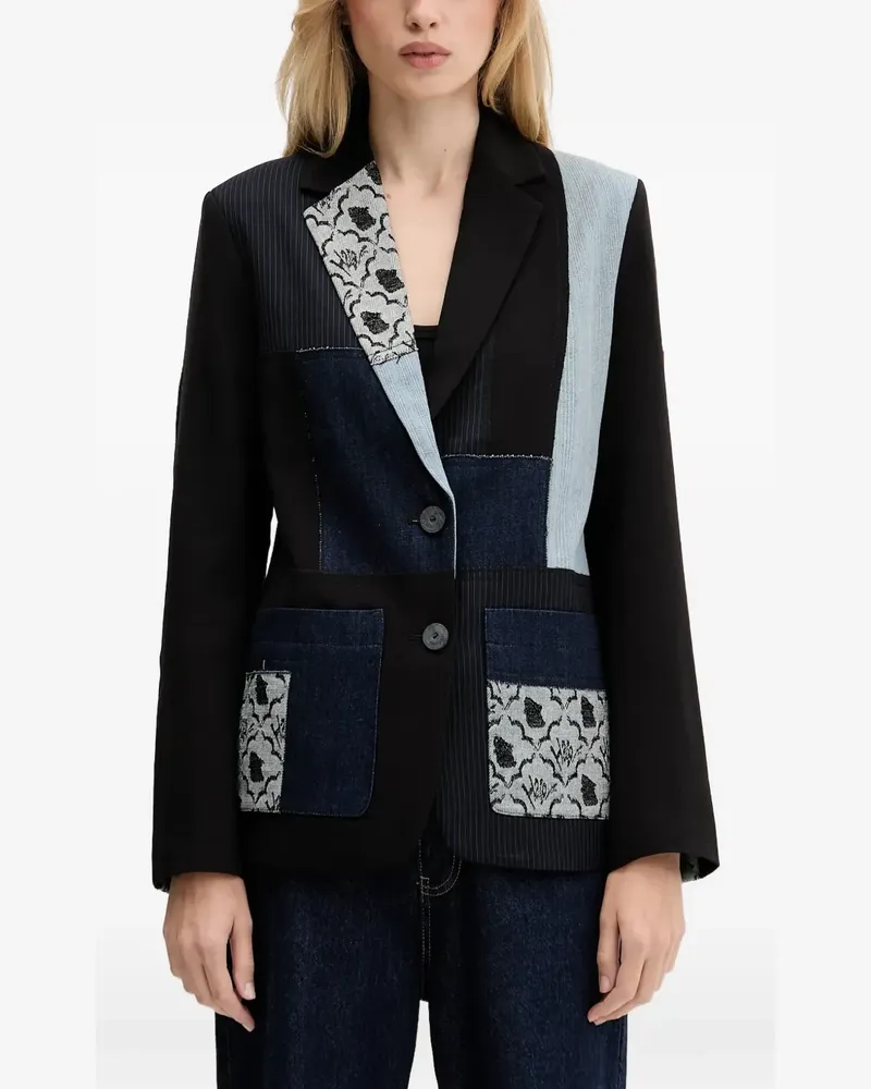 Desigual patchwork blazer - Schwarz Schwarz