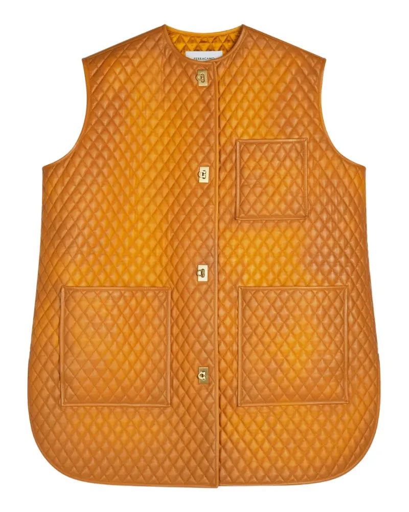 Ferragamo quilted nappa gilet - Orange Orange