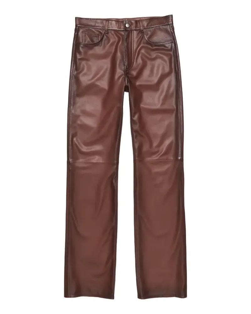 Acne Studios faded-effect leather trousers - Braun Braun