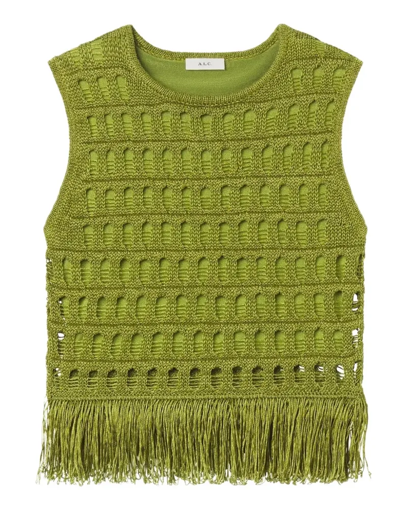 A.L.C. A C. Esme fringed pointelle-knit top - Grün Grün