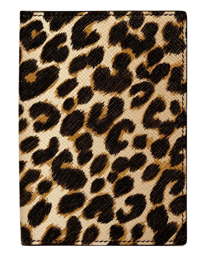 Smythson Panama Pass-Etui mit Leoparden-Print - Braun Braun
